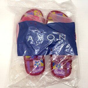 Barbie Avon Girls Pink Sandals Slides Jelly Glitter Sandals Girls Size XL (2/3)